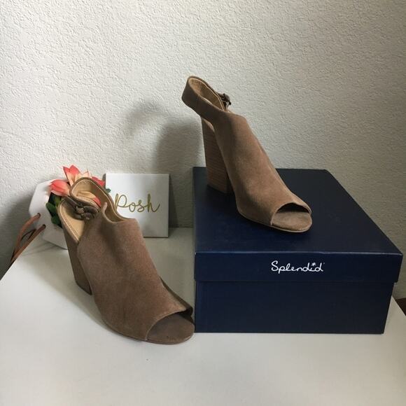 NIB Splendid Kaylee tan suede block heels - Picture 2 of 6